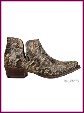 Faux Leather Snake Print Snip Toe Cowboy Ankle Booties